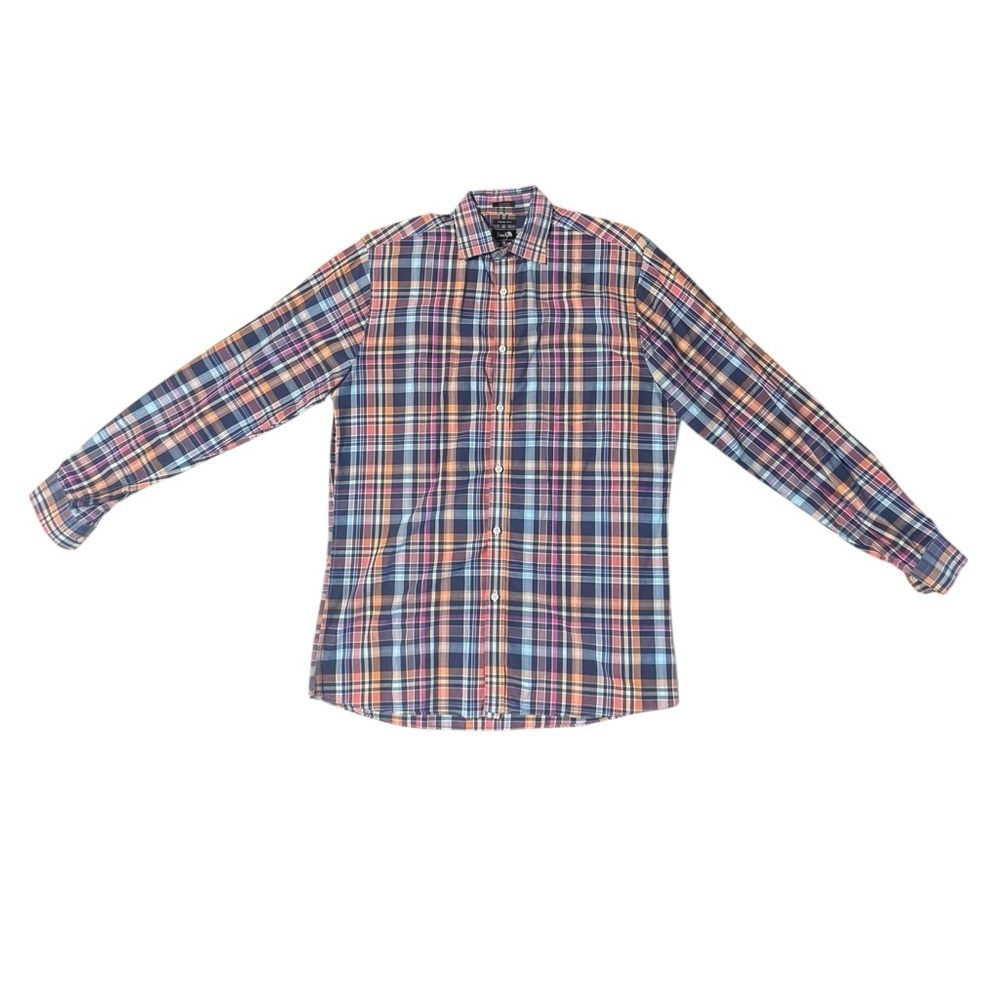 Neiman Marcus Men’s Button Up Shirt Size XL Colorful Plaid Long Sleeve Preppy